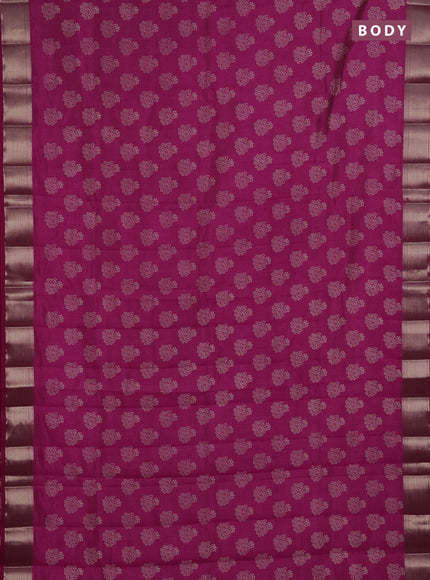 Semi raw silk saree pink with allover floral butta prints and zari woven border