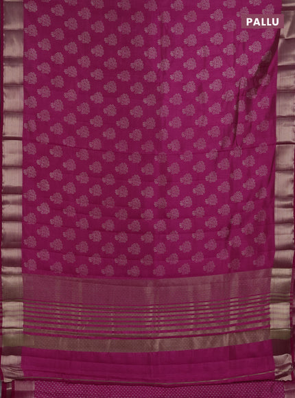 Semi raw silk saree pink with allover floral butta prints and zari woven border