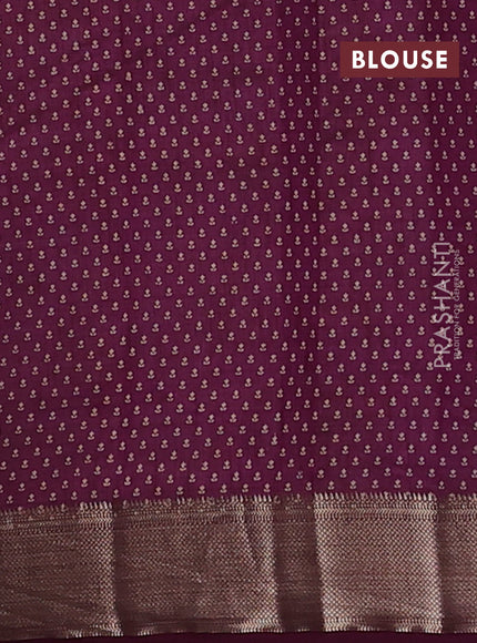 Semi raw silk saree wine shade with allover floral butta prints and zari woven border