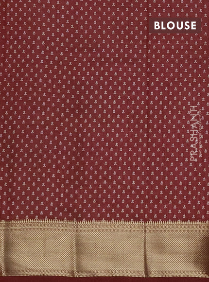 Semi raw silk saree maroon with allover floral butta prints and zari woven border