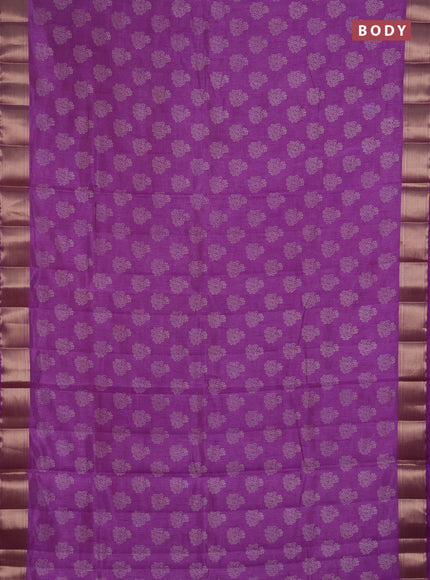 Semi raw silk saree lavender with allover floral butta prints and zari woven border