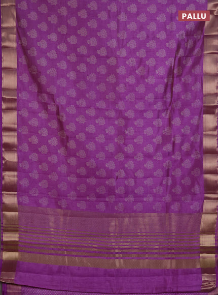 Semi raw silk saree lavender with allover floral butta prints and zari woven border