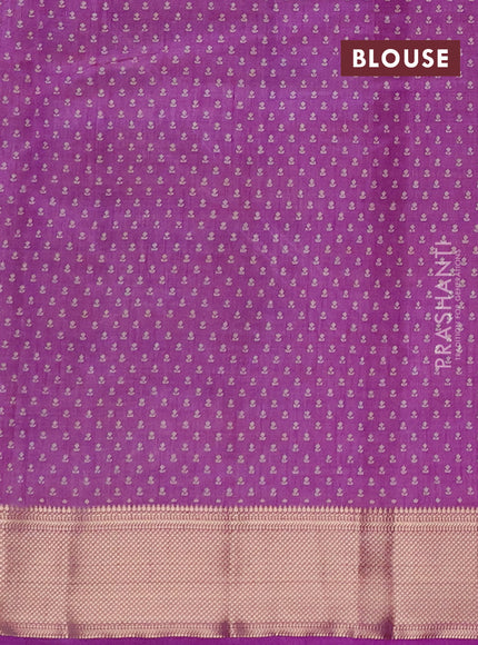 Semi raw silk saree lavender with allover floral butta prints and zari woven border