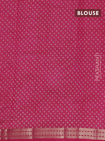 Semi raw silk saree pink with allover floral butta prints and small zari woven border