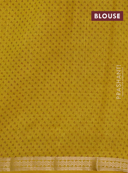 Semi raw silk saree mustard yellow shade with allover floral butta prints and small zari woven border
