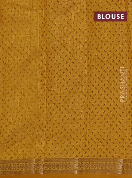 Semi raw silk saree mustard yellow with allover floral butta prints and small zari woven border