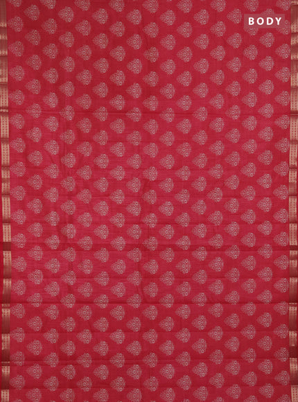 Semi raw silk saree pink shade with allover floral butta prints and small zari woven border