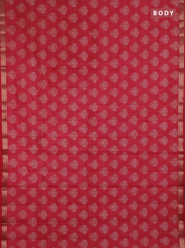 Semi raw silk saree pink shade with allover floral butta prints and small zari woven border
