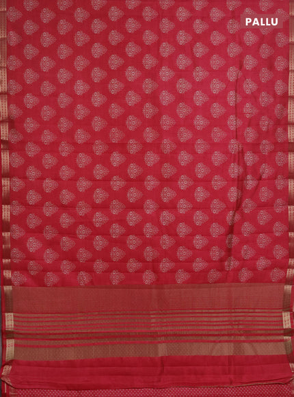 Semi raw silk saree pink shade with allover floral butta prints and small zari woven border