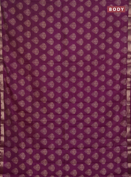 Semi raw silk saree wine shade with allover floral butta prints and small zari woven border