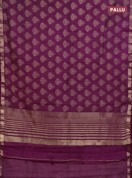 Semi raw silk saree wine shade with allover floral butta prints and small zari woven border