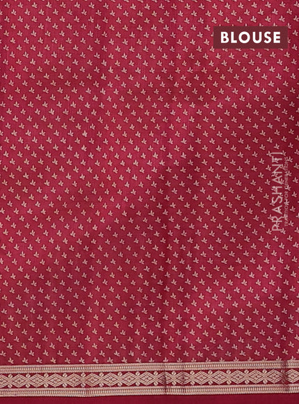 Semi raw silk saree maroon with allover floral butta prints and small zari woven border