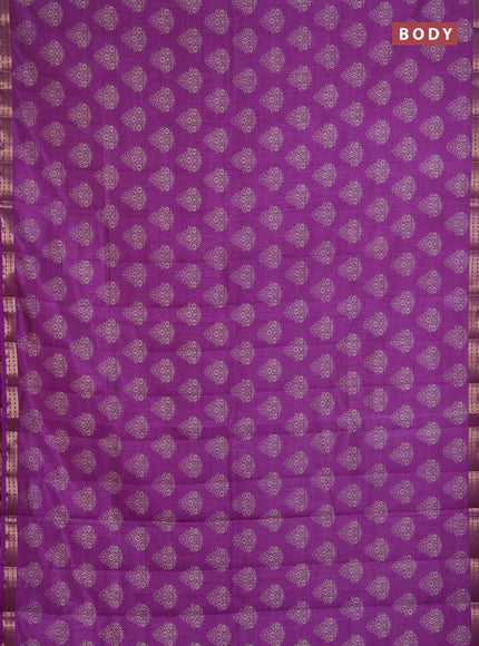 Semi raw silk saree lavender with allover floral butta prints and small zari woven border