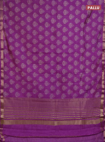Semi raw silk saree lavender with allover floral butta prints and small zari woven border