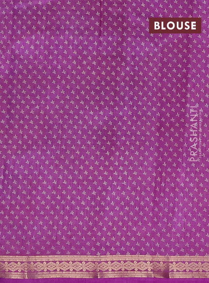 Semi raw silk saree lavender with allover floral butta prints and small zari woven border