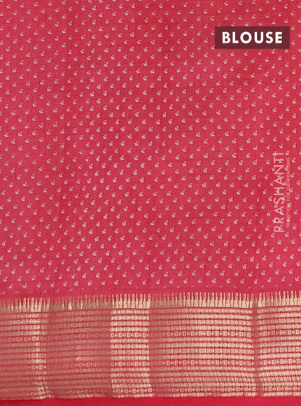Semi raw silk saree pink shade with allover prints and zari woven border