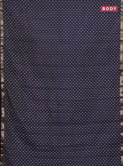 Semi raw silk saree navy blue with allover butta prints and zari woven border