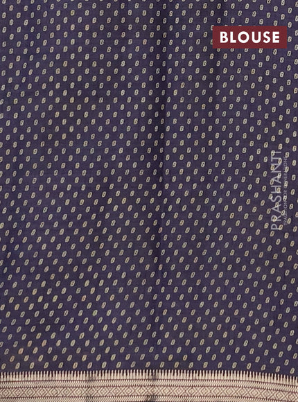 Semi raw silk saree navy blue with allover butta prints and zari woven border