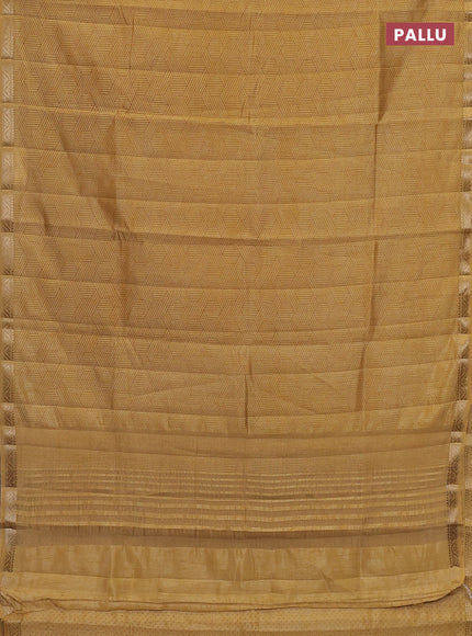 Semi raw silk saree sandal with allover geometric prints and zari woven border