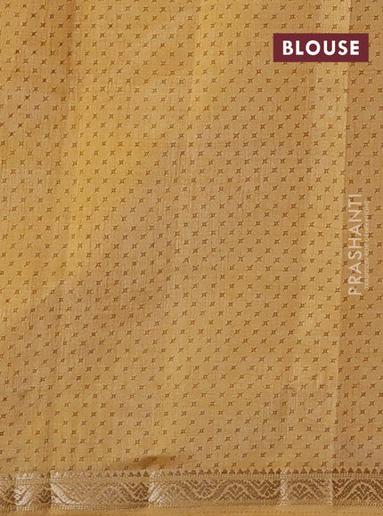 Semi raw silk saree sandal with allover geometric prints and zari woven border