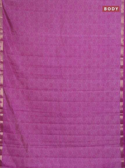 Semi raw silk saree lavender with allover geometric prints and zari woven border