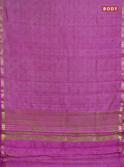 Semi raw silk saree lavender with allover geometric prints and zari woven border