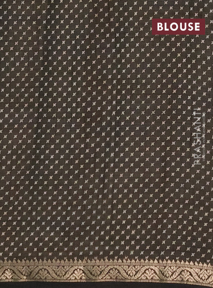Semi raw silk saree olive green with allover geometric prints and zari woven border