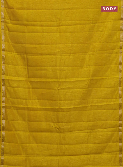 Semi raw silk saree mustard yellow with allover geometric prints and zari woven border