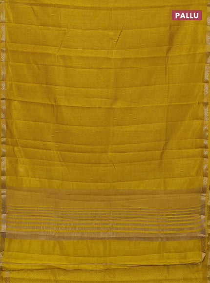 Semi raw silk saree mustard yellow with allover geometric prints and zari woven border