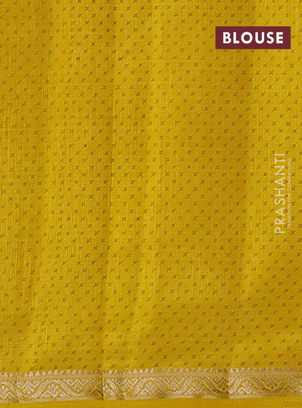 Semi raw silk saree mustard yellow with allover geometric prints and zari woven border