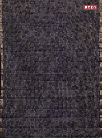 Semi raw silk saree navy blue with allover geometric prints and zari woven border