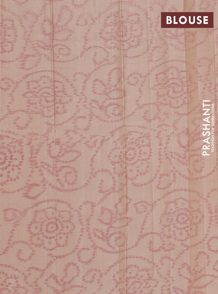 Pure soft silk saree orange and beige with allover zari woven buttas and zari woven border