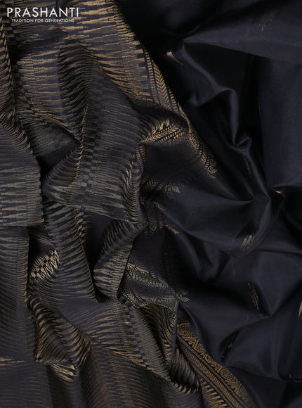 Pure soft silk saree black and teal green with allover zari woven buttas and temple zari woven border