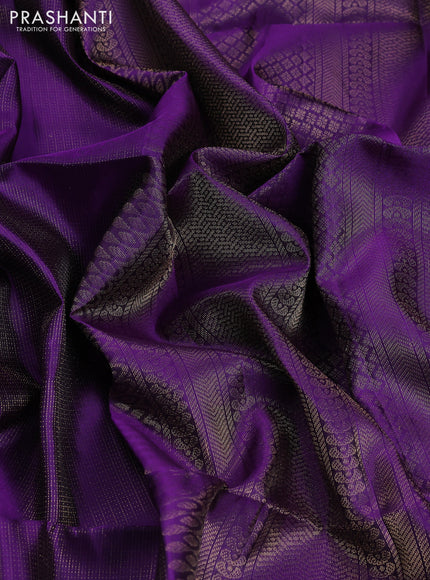 Pure soft silk saree purple and teal green with allover zari woven brocade weaves and zari woven border