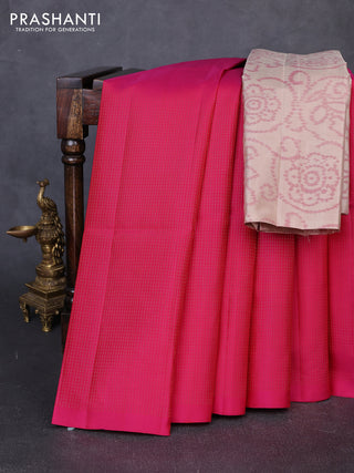 Pure soft silk saree pink and beige with allover zari woven brocade weaves in borderless style