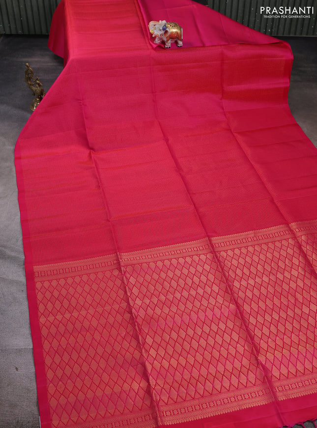 Pure soft silk saree pink and beige with allover zari woven brocade weaves in borderless style