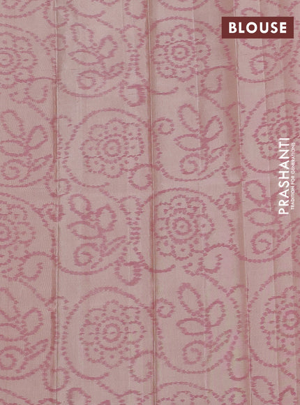 Pure soft silk saree pink and beige with allover zari woven brocade weaves in borderless style