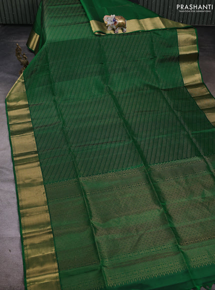 Pure soft silk saree green and dark pink with allover zari woven brocade weaves and zari woven border