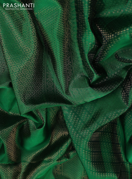 Pure soft silk saree green and dark pink with allover zari woven brocade weaves and zari woven border