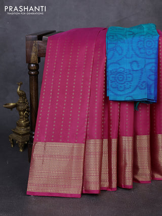 Pure soft silk saree pink and teal green with allover zari woven 1000 buttas and long zari woven border