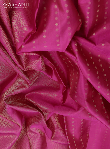 Pure soft silk saree pink and teal green with allover zari woven 1000 buttas and long zari woven border