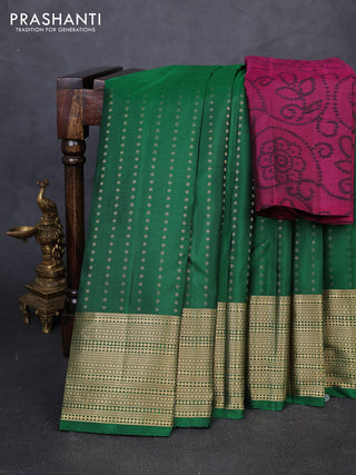 Pure soft silk saree green and pink with allover zari woven 1000 buttas and long zari woven border