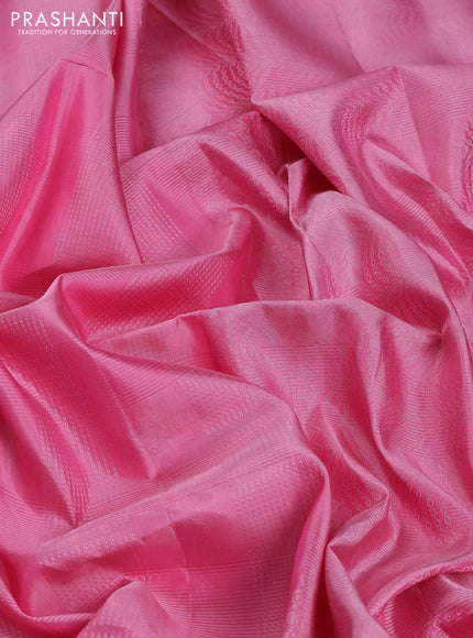 Pure soft silk saree light pink and teal green with allover zari weaves & buttas and zari woven border