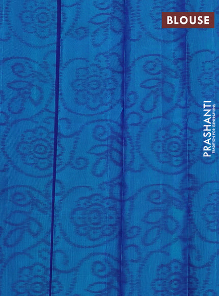 Pure soft silk saree purple and teal blue with allover zari weaves & buttas and zari woven border