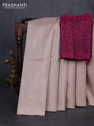 Pure soft silk saree beige and beige with allover zari woven biuttas and zari woven border