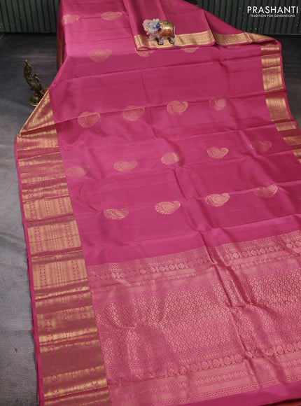 Pure soft silk saree light pink and beige with paisley zari woven buttas and long zari woven border