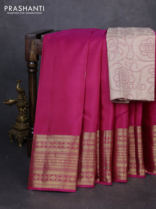 Pure soft silk saree pink and beige with paisley zari woven buttas and long zari woven border