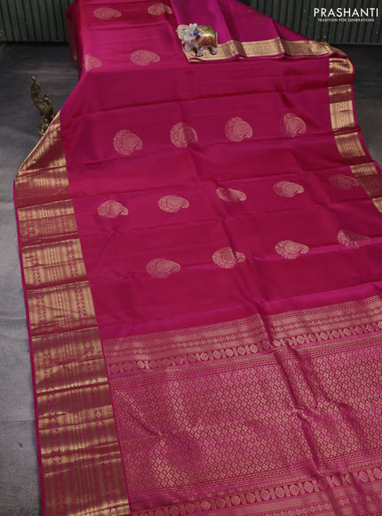 Pure soft silk saree pink and beige with paisley zari woven buttas and long zari woven border