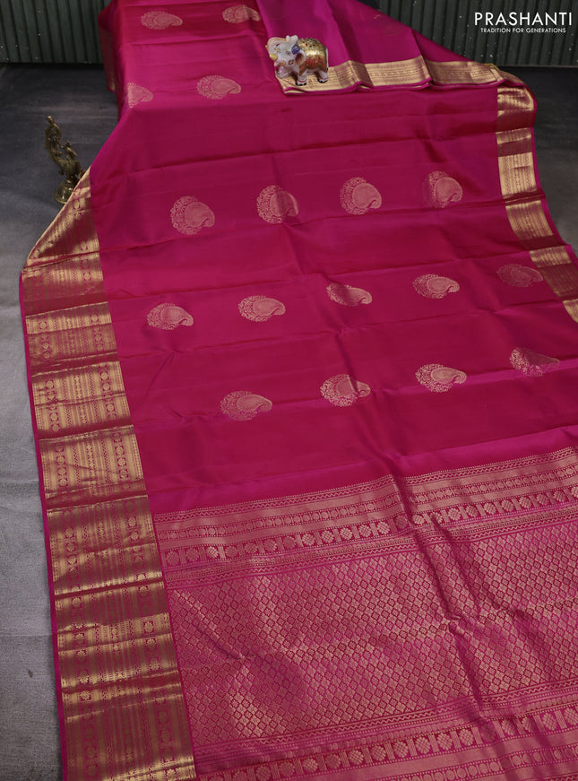 Pure soft silk saree pink and beige with paisley zari woven buttas and long zari woven border
