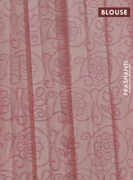Pure soft silk saree pink and beige with paisley zari woven buttas and long zari woven border